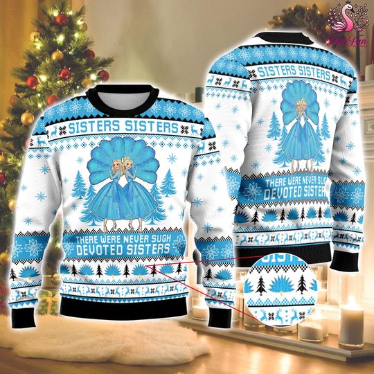 Haynes Sisters White Christmas Movie Ugly Sweater, Haynes Sisters Ugly Christmas Sweater