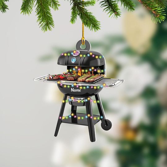 Discover Personalized BBQ Grill Hanging Ornament, Meat Party Christmas Ornament, Meat Cooker Smoker, Funny Bbq Ornament Gift