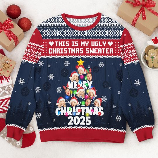 Custom Faces Funny Christmas Ugly Sweater, Gifts For Family, Personalized Family Photo Ugly Sweater, Christmas Gifts, Year End Party Sweater