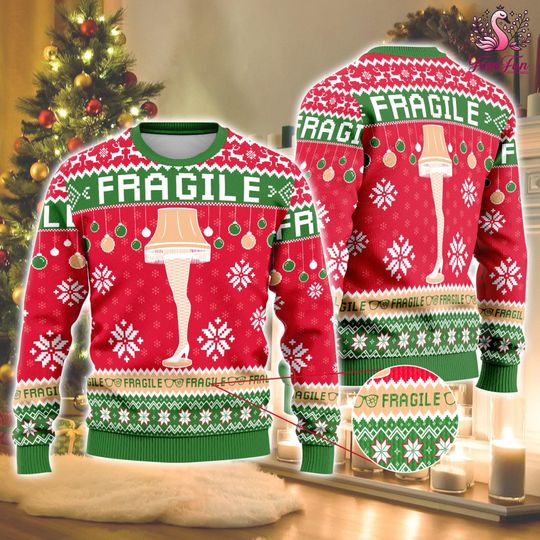 Fragile Leg Lamp Ugly Christmas Sweater, A Christmas Story Leg Lamp Shirt