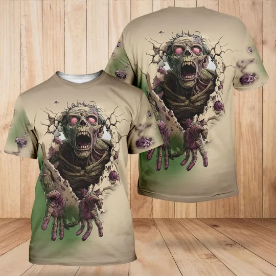 Halloween Zombie T-Shirt, 3D Horror Graphic tee