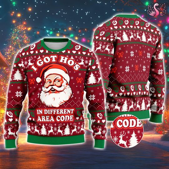 Discover It Got Ho's Ho In Different Area Code Ugly Christmas Sweater