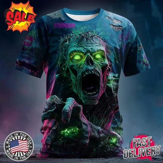 Discover Halloween Men_s Optical Illusion Zombies Horror Party Street 3D T-Shirt