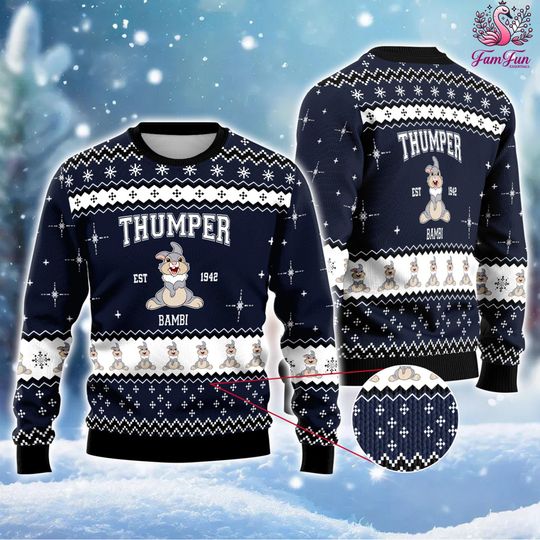 Discover Thumper Bambi Rabbit Ugly Christmas Sweater, Disneyland Christmas Sweater