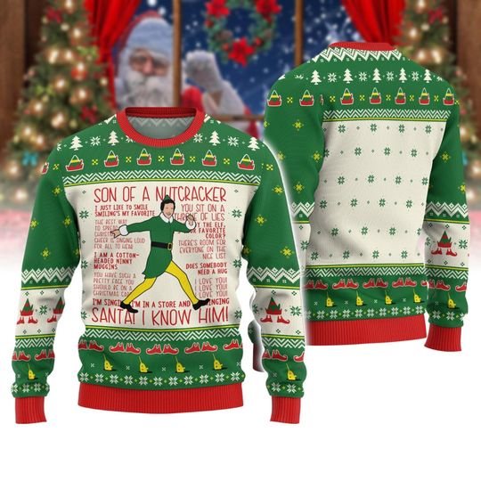 Buddy Elf Christmas Ugly Sweater, Film Sweater, North Pole Holiday Sweater For Men Women Kid, Elf Lover Gifts