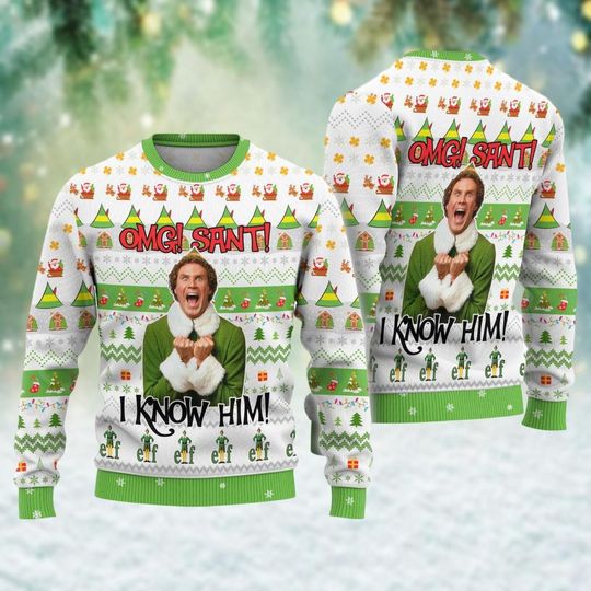 Elf Ugly Christmas Sweater, Buddy The Elf Funny Xmas Sweater, Elf Christmas Movie Holiday Sweater, Christmas Sweatshirt