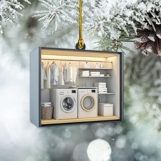 Discover Laundry Room Christmas Ornament, Laundry Shop Xmas Ornament, Laundry Service Ornament, Laundromat Ornament, Clothes Washing TD-1130-1LMA