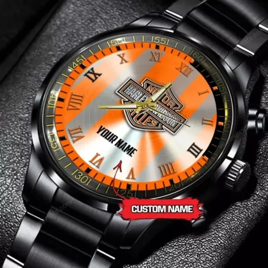 Custom Name Har-ley Da-vid-son Black Fashion Watch Steel Watch
