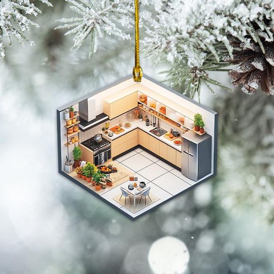 Discover Kitchen Christmas Ornament, Kitchen Xmas Ornament, Restaurant Kitchen Ornament Decor, Cooking Lovers Ornament, Chef Ornament TD-1129-EVDE