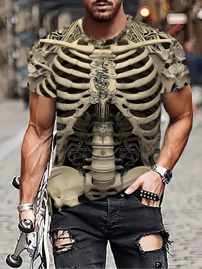 Halloween Skeleton 3D Shirt – AOP Scary Graphic T-Shirt – Men & Women