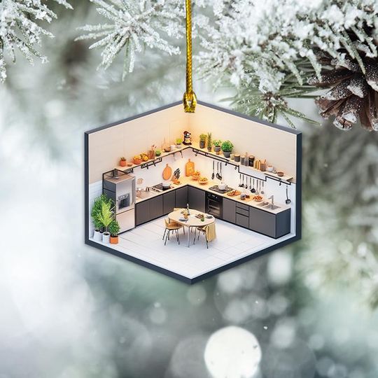 Discover Kitchen Christmas Ornament, Kitchen Xmas Ornament, Restaurant Kitchen Ornament Decor, Cooking Lovers Ornament, Chef Ornament TD-1129-IVIK