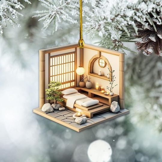 Massage Room Christmas Ornament, Massage Therapy Xmas Ornament, Spa Ornament Decor, Spa Massage Bed Ornament