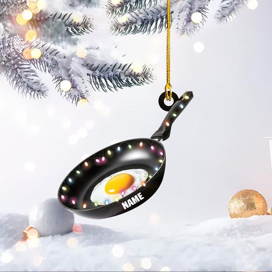 Discover Personalized Frying Pan Christmas Ornament, Cooking Pan Christmas Ornament, Kitchen Holiday Ornament Decor, Chef Ornament Gift TD-1107-VAXF