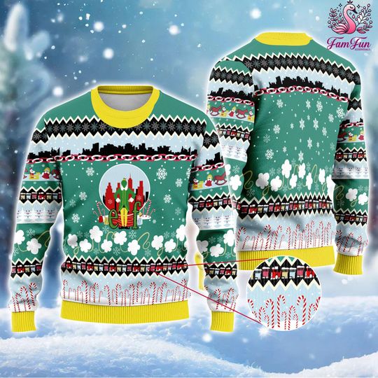 Discover Buddy The Elf Ugly Christmas Sweatshirt | Buddy Hobbs Elf Christmas Movie Ugly Sweater