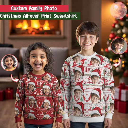 Discover Personalized Wizard Ugly Christmas Sweater, Funny Custom Face Ugly Christmas Sweater, Funny Family Matching Xmas Outfit,Holiday Gift For Her