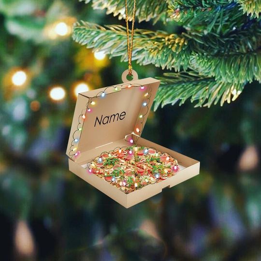 Discover Personalized Pizza Ornament, Pizza Box Christmas Ornament, Pizza Lovers Ornament, Baker Gift, Bakery Holiday Ornament Decor ID-1028-FY0N