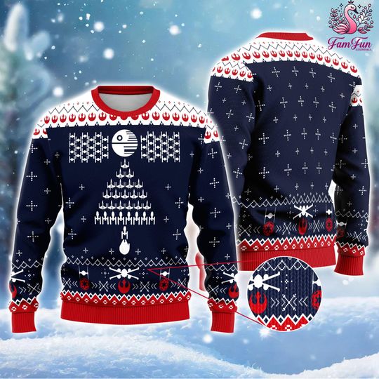 Discover Fight Ship Xmas Ugly Sweater, Vader Lack of Cheer Ugly Christmas Sweater