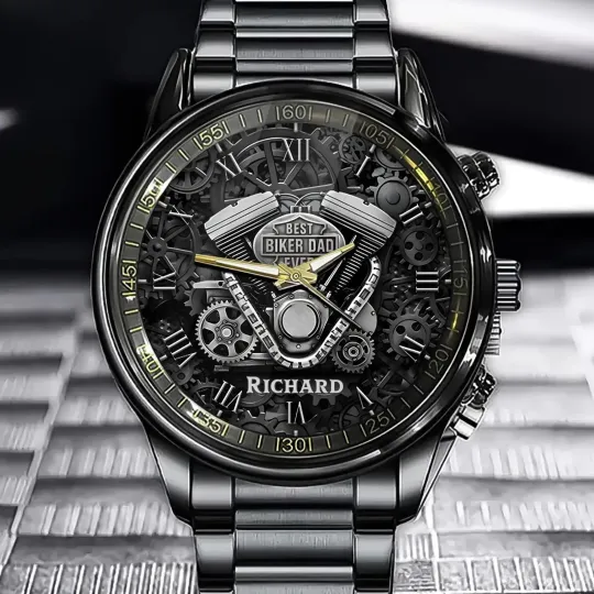 Discover Personalized Best Biker Dad Ever Watch - Custom Watch for Proud Biker Fathers