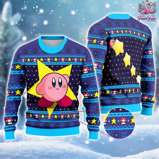 Kirby Ugly Sweater | Kirby Video Game Ugly Christmas Sweatshirt