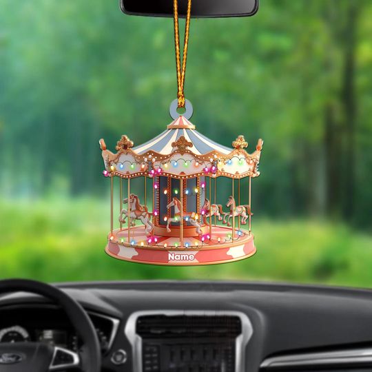 Discover Personalized Carousel Ornament, 2D Flat Merry-Go-Round Christmas Ornament, Ballerina Ornament, Nursery Decor Carousel Xmas Gift ID-1109-WNX6
