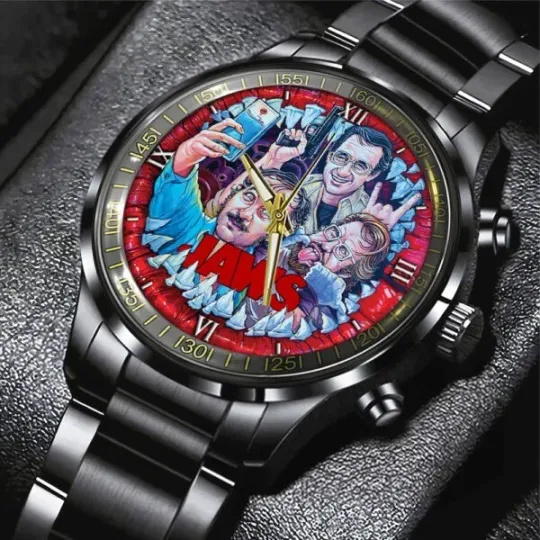 Jaws Black Stainless Steel Watch 50th Anniversary
