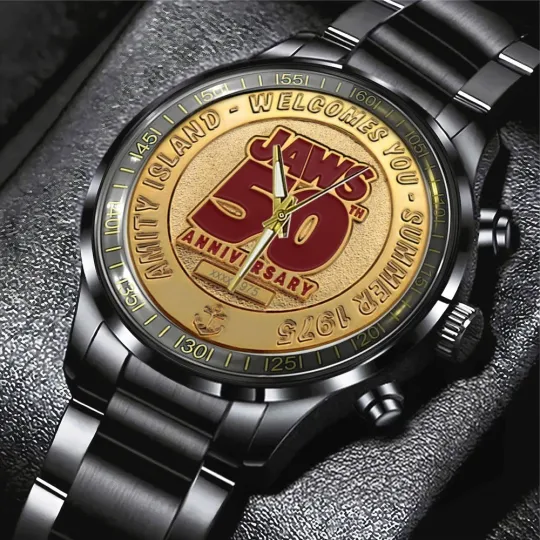 Discover Jaws Black Stainless Steel Watch Amity Island Summer 1975