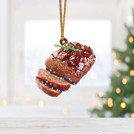 Meatloaf Ornament, Meatloaf Christmas Decor, Meatloaf Hanging Decor, Food Holiday Gift Meatloaf Lover Gift