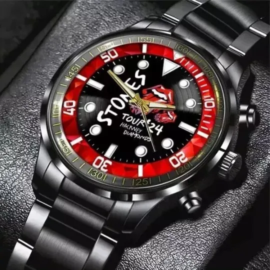 The Rolling Stones Black Stainless Steel Watch