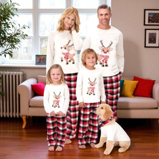 Discover Family Christmas Pajamas: Matching Elk Print, Soft Holiday Sleepwear
