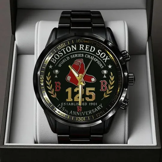 Discover Boston Red Sox 125th Anniversary 2026 Black Stainless Steel Watch