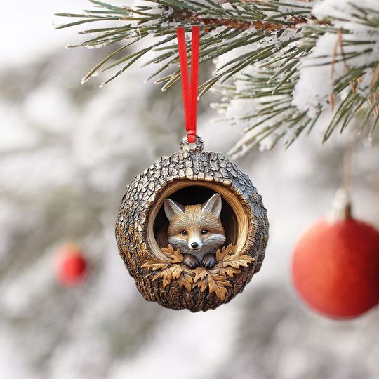 Discover Fox 2D Flat Ornament, Fox Christmas Ornament, Fox Ornament Holiday Gift