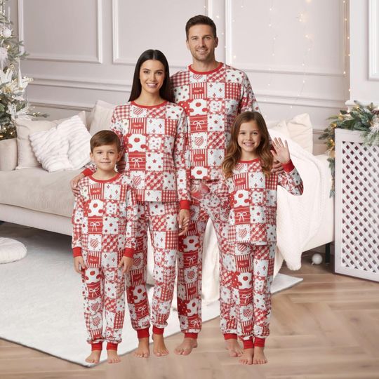 Discover Pink Christmas Family Matching Pajamas, Holiday Pink Xmas Pajamas Set, Cute Family Christmas Pjs, Winter Matching Pajamas For Family