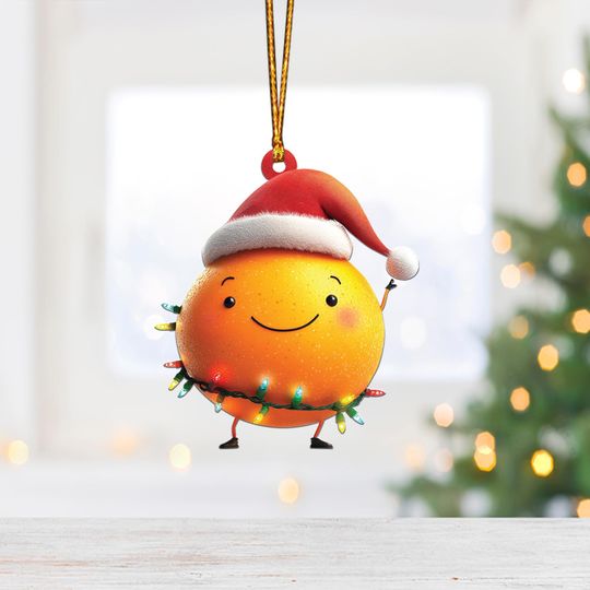 Lovely Orange Christmas Tree Ornament, Orange Flat Hanging Ornament, Orange Lovers Xmas Ornament Gift