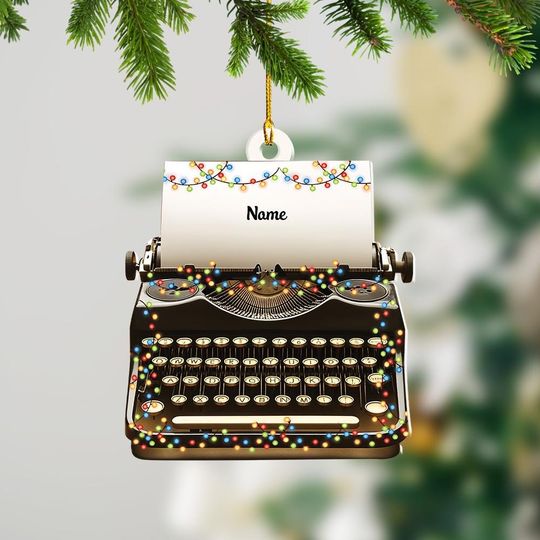 Personalized Typewriter Christmas Ornament, Typewriting Ornament, Writer Holiday Ornament Gift, Typewriter Hanging Ornament