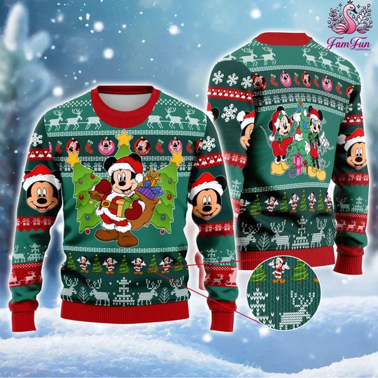 Discover Mickey Santa Claus Ugly Christmas Sweater, Mickey and Minnie Christmas Sweater, Disneyland Christmas, Christmas Gifts, Christmas Vacation