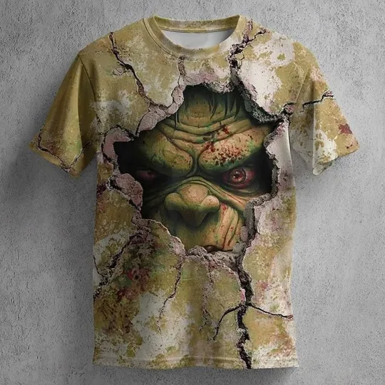 Discover Halloween Men_s Optical Illusion Zombies 3D Horror Party Street 3D T-Shirt1