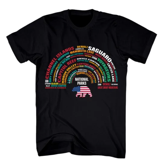 Discover National Parks Shirt USA Bear T-Shirt All Parks Rainbow Arch Collection Camping