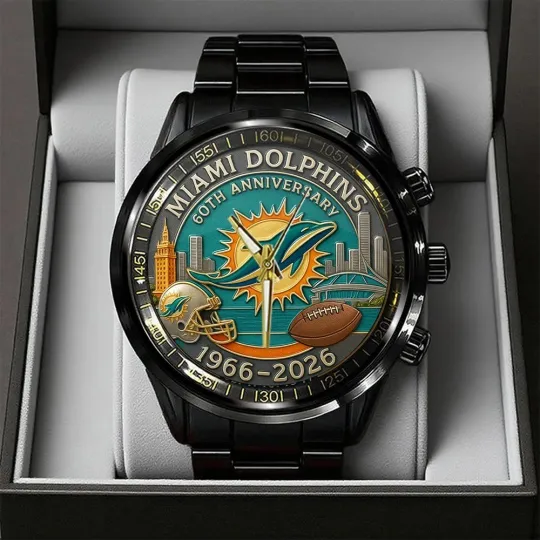 Discover Miami Dolphins Black Stainless Steel Watch