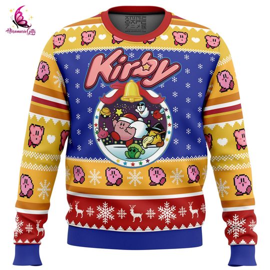 Discover Pink Kirby Ugly Christmas Sweater, Pink Puff Kirby Sweater, Kirby Video Game Christmas Sweater