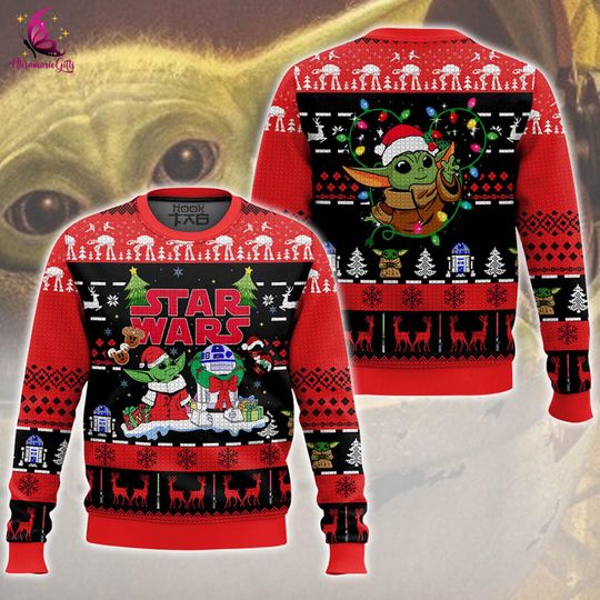 Discover Baby Yoda Ugly Christmas Sweater, Yoda Christmas Sweatshirt, Galaxy's Edge Christmas, Grogu Christmas Sweater, Family Christmas Party