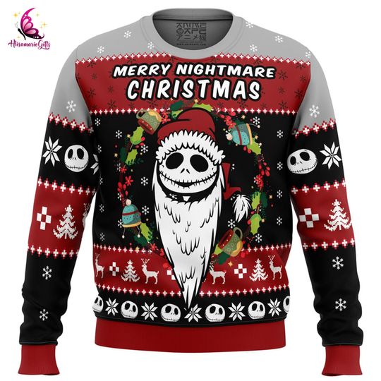 Discover Jack Skellington Ugly Christmas Sweater, Merry Nightmare Christmas Sweater, Nightmare Before Christmas Shirt, Family Christmas Shirt