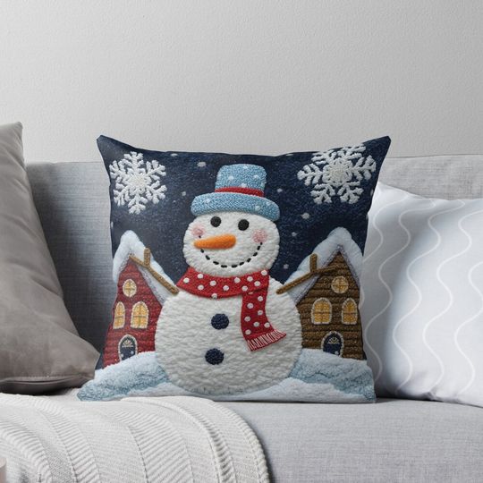 Discover Happy Snowman Pillow
