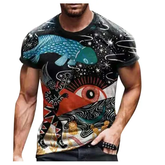 Discover Fashion Men_s 3D Print T-Shirt Summer O-neck Casual Short Sleeve Tops Blouse Tee