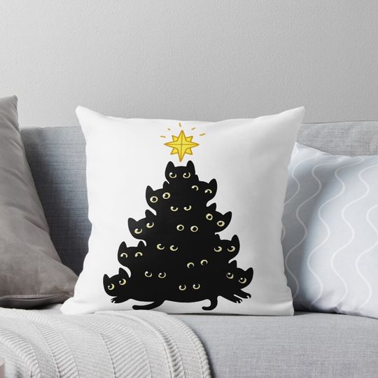 Discover Meowy Christmas Pillow