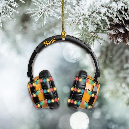 Discover Personalized Noise-Reduction Earmuffs Ornament, Construction Christmas Ornament, Constructor Ornament Gift, Worker Ornament TD-1028-85U4