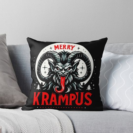 Funny Krampus Men Women Kids Merry Krampus Ugly Christmas Pillow