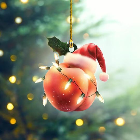 Discover Lovely Peach Christmas Tree Ornament, Peach Car Ornament, Peach Flat Hanging Ornament, Peach Lovers Xmas Ornament Gift TD-0926-M7RH