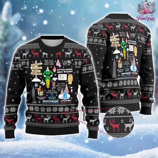 Buddy The Elf Ugly Christmas Sweater, Elf Movie Christmas Sweater