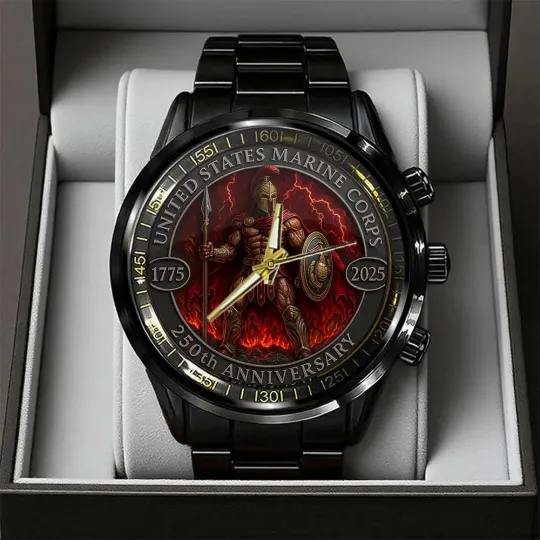 Discover US Marine Corps Black Stainless Steel Watch