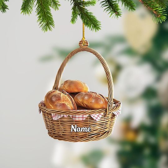 Bread Basket Christmas Ornament, Christmas Tree Decor, Loved Bread Basket Ornament, Xmas Hanging Ornament Gift